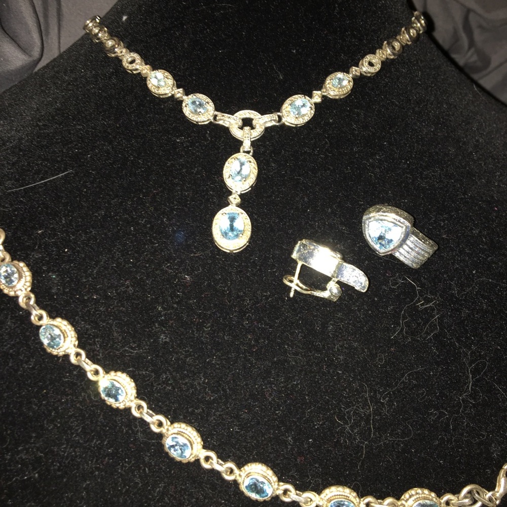 NWOT Sterling and Sky BlueTopaz Jewelry Necklace, Bracelet & Earrings